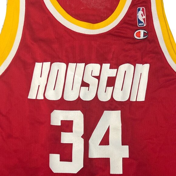 Vintage Hakeem Olajuwon Houston Rockets Champion Jersey Red/White/Yellow Size 44 - Picture 4 of 6
